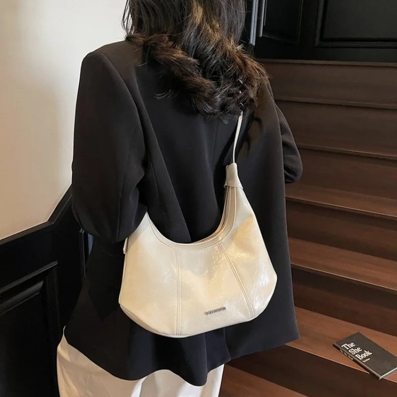 

Chic Women Handbag Retro PU Leather Small Crossbody Bag Brass Hardware Adjustable Strap Pockets