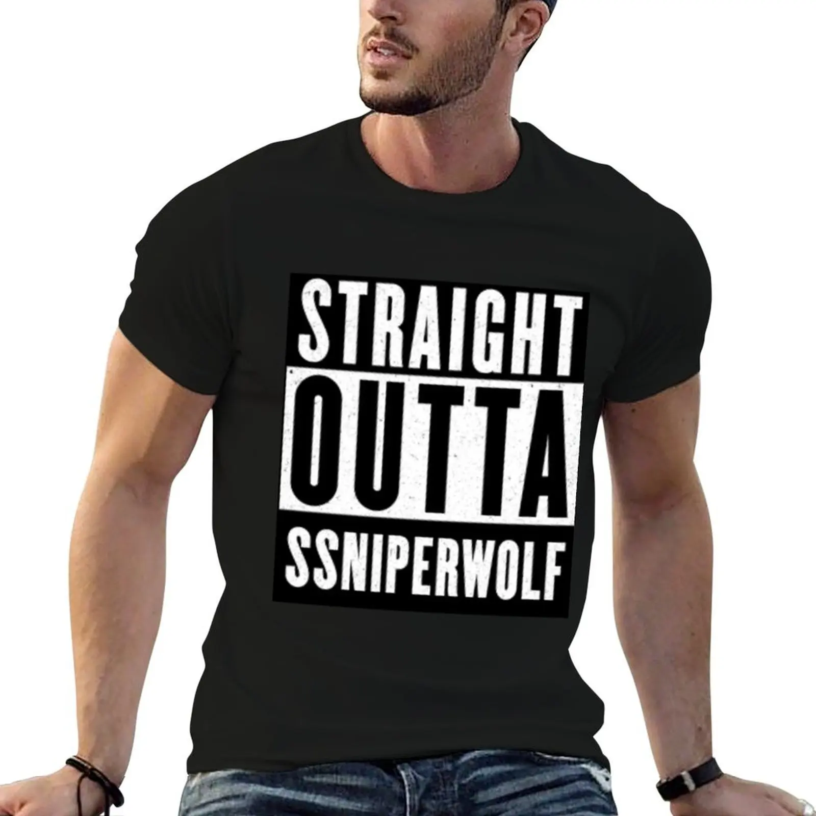 

t shirt anime Straight T-Shirt high quality Ssniperwolf man oversize man t Outta cotton shirt shirts t summer