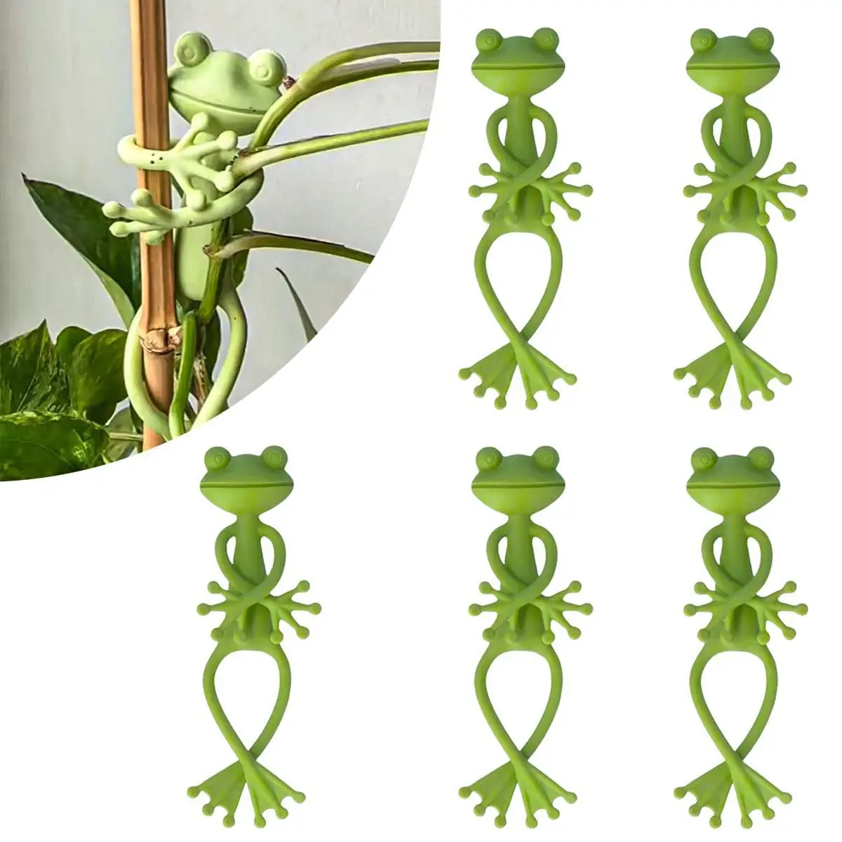1/3/5 Pcs Frog Plant Stand Plant Tie Cute Flower Pot Hugger Plant Vegetable Climbing Fixture Clips Garden Planter Stake Decor