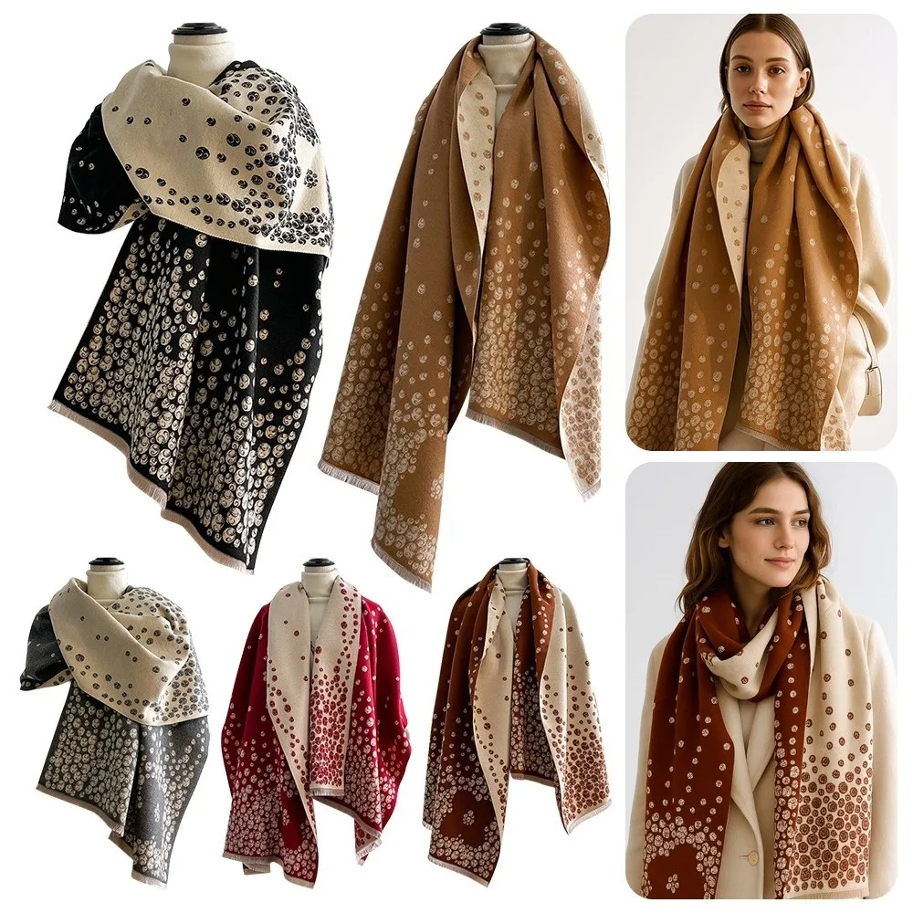 

Универсальные шарфы из искусственного кашемира с узором в горошек, ветрозащитные шарфы-пончо, элегантный толстый зимний шарф на осень-зиму