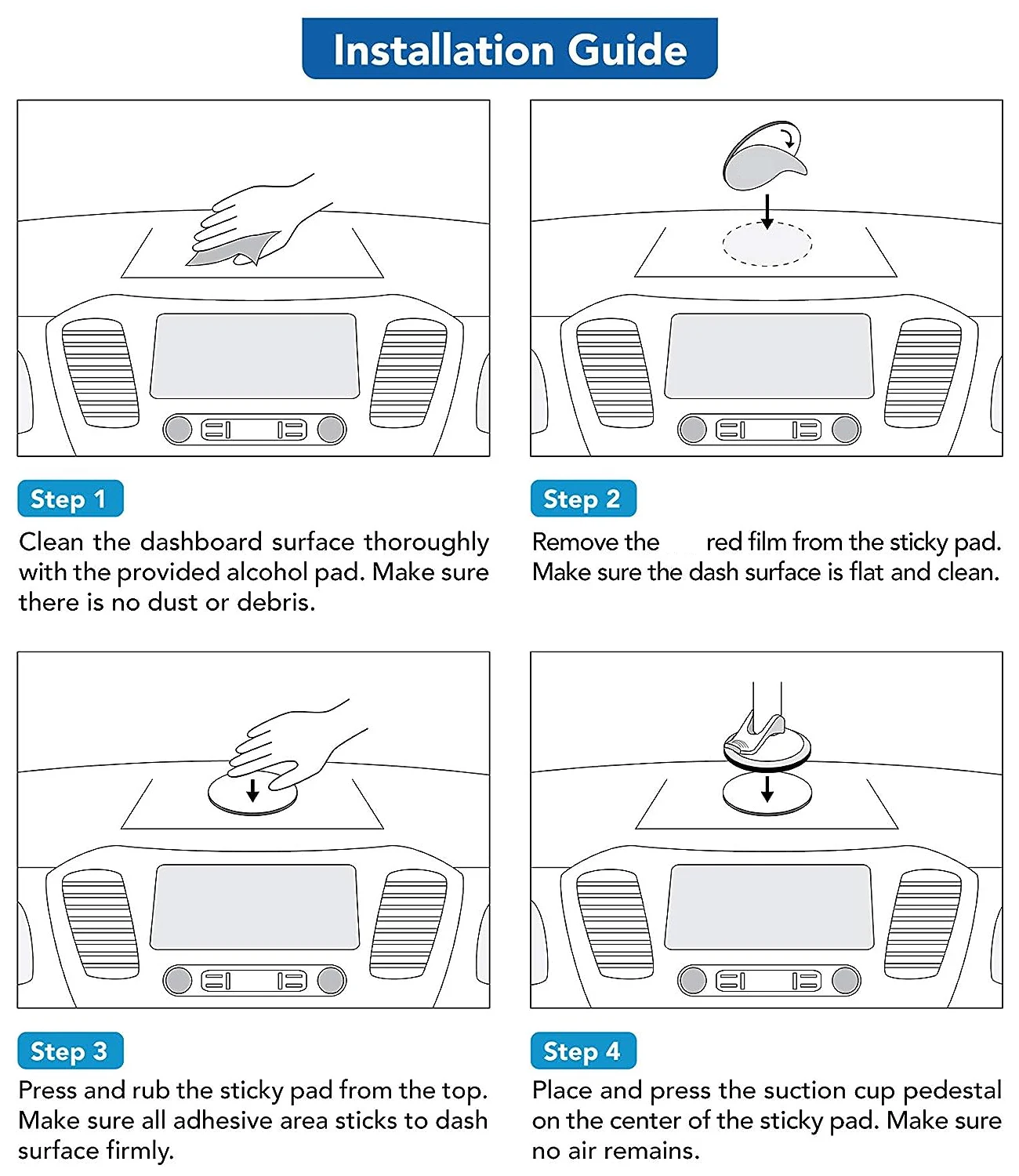 iBudim Car Phone Holder Navigation GPS Bracket Adhesive Sticky Dashboard Windshield Suction Cup Disk Pad Anti-Slip Mat