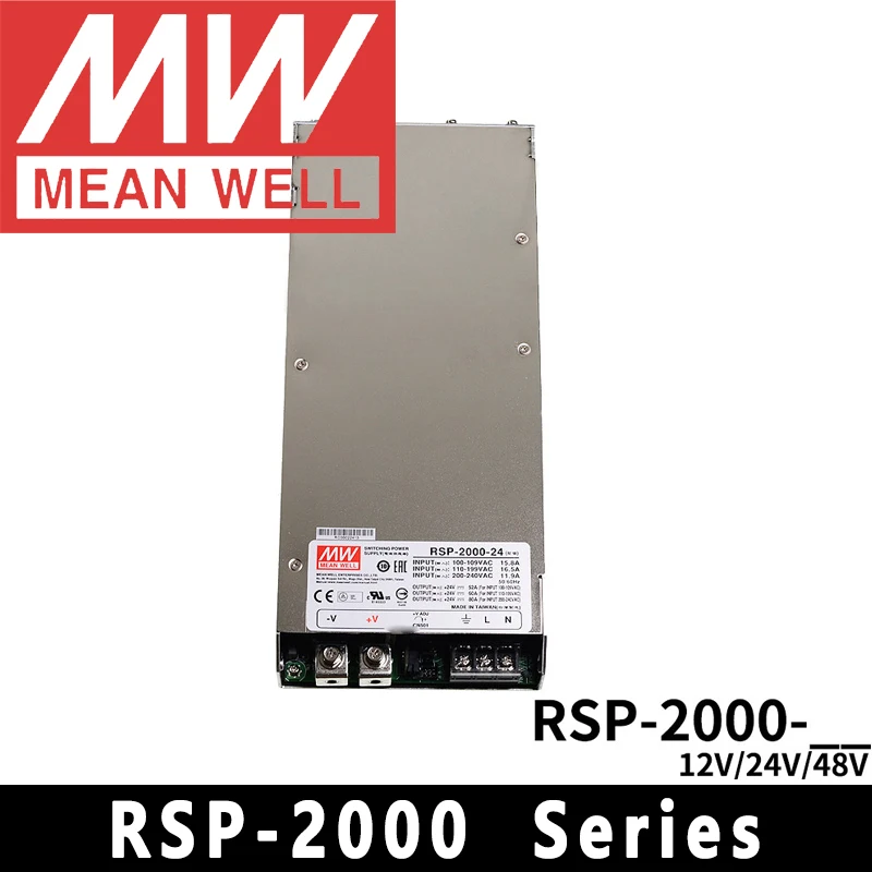 Original Mean Well RSP-2000-12/24/48 Series meanwell 12V/24V/48VDC 2000W Single Output with PFC function Power Supply
