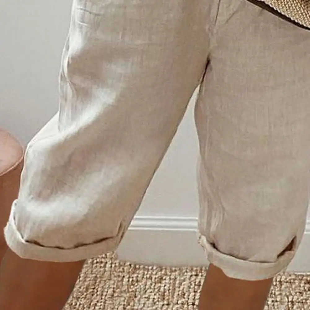 2025年 レディース ニーレングス カジュアルパンツ ポケット付き 通気性 ウエストゴム ヴィンテージ風 ルーズ ドローストリング ショートパンツ