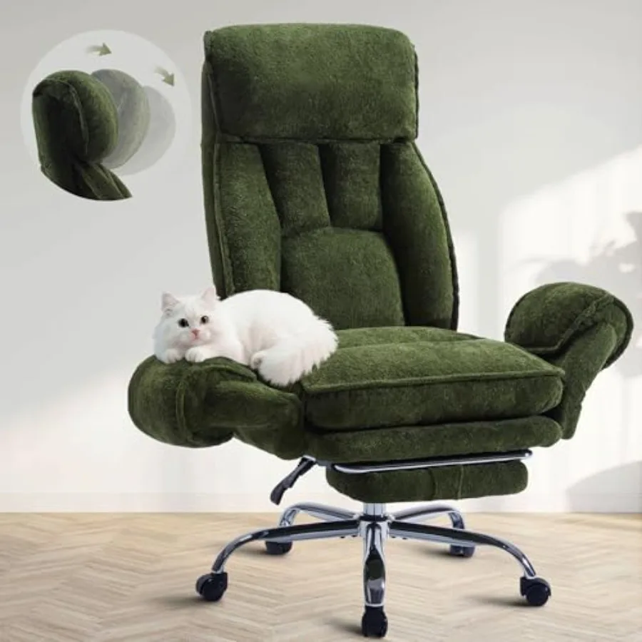 Criss Cross Office Chair in Green Ergonomic Executive Desk Chair with 5-Position Adjustable Armrests, Removable Headrest Cat Pe