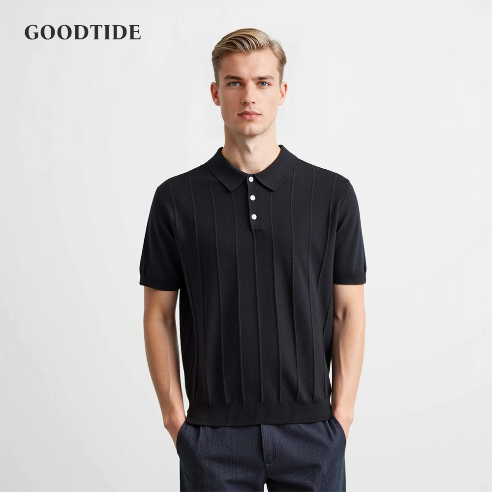 

Men's Short-Sleeved Polo Shirt With Lapel Collar Business Casual Style Pure Color Sweater New Fashionable Design Plus Size