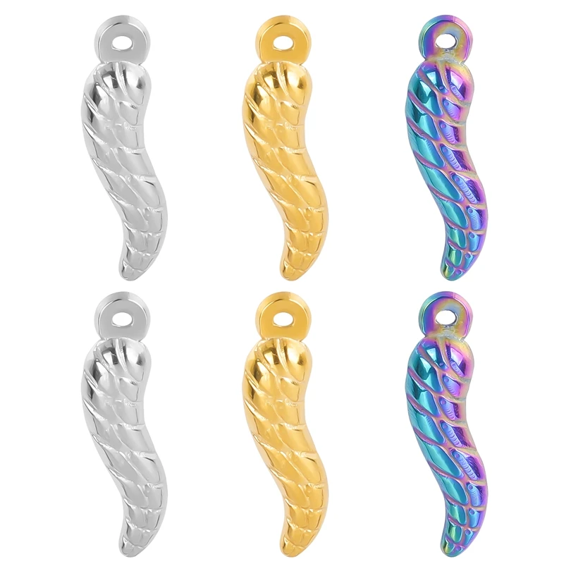 

3Pcs Angel Talisman Cross Chili Design Colorful Metal Elegant Pendants For Jewelry Making Necklace Stainless Steel Accessories