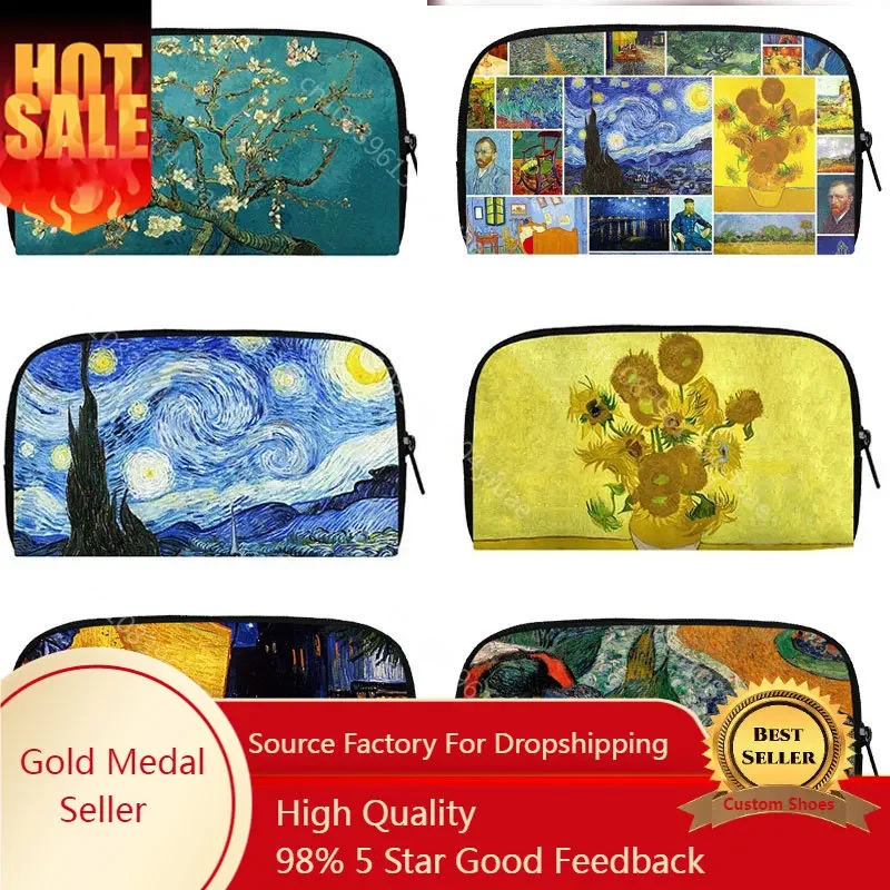 Classic Print Creative  Sunflower / Starry Sky Wallet Famous Oil Painting Van gogh Change Purse Lady Small Square Wallet