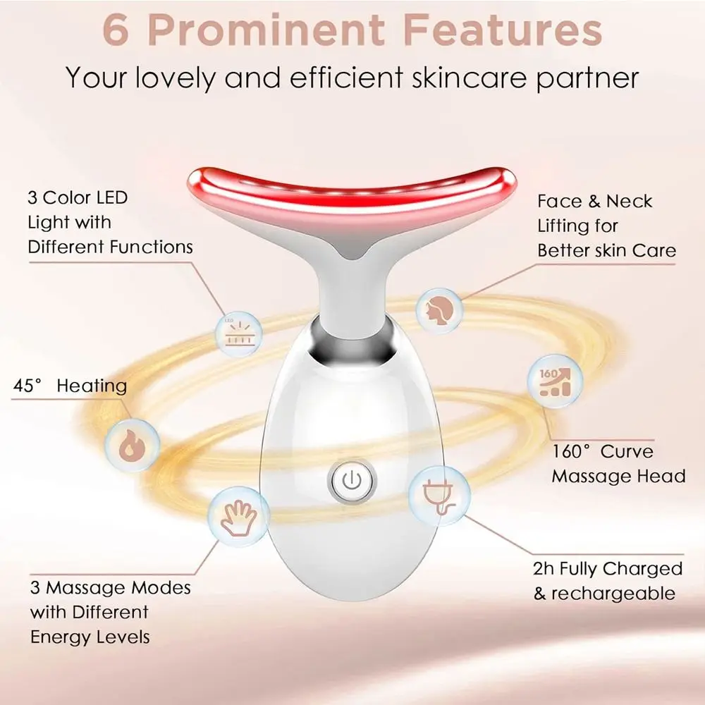 Masseur Facial Anti-rides, Lifting et raffermissement du cou, 3 couleurs légères, outil de soins de la peau, raffermissement de la peau Portable