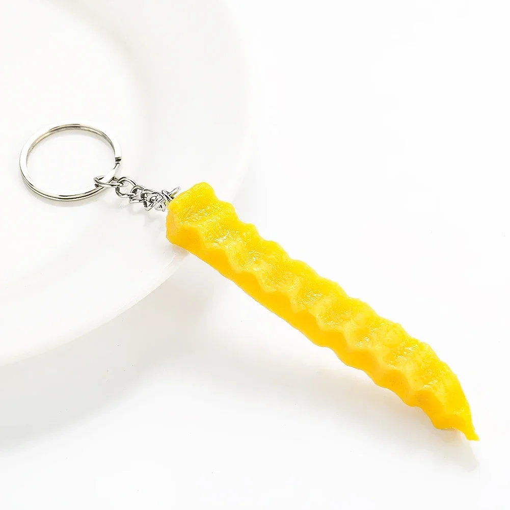 1PC Pvc Simulation Wolf Tooth Potato Keychain Gourmet Model Key Ring Men's Car Keychain Backpack Food Pendant Restaurant Gifts