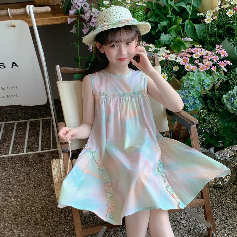 

Girls Summer Dress Fashion Children Cute Thin Princess Dresses Kids Cotton Dress Casual Simple 2025 New