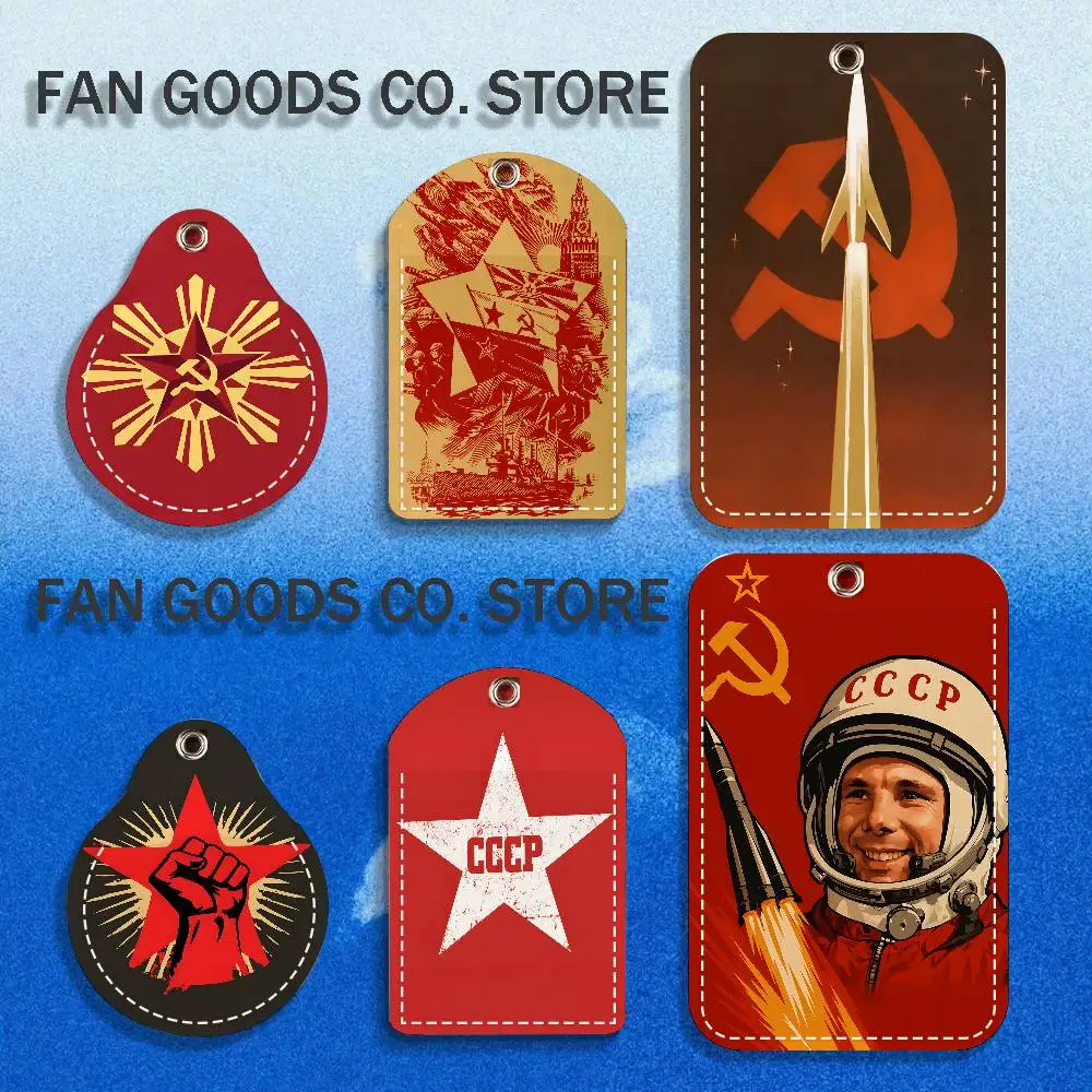 Soviet USSR CCCP Soft Cartoon Movie Singer Game Anime Leather Card Holder Can Store Access Control ID Card Subway Air Tag Case