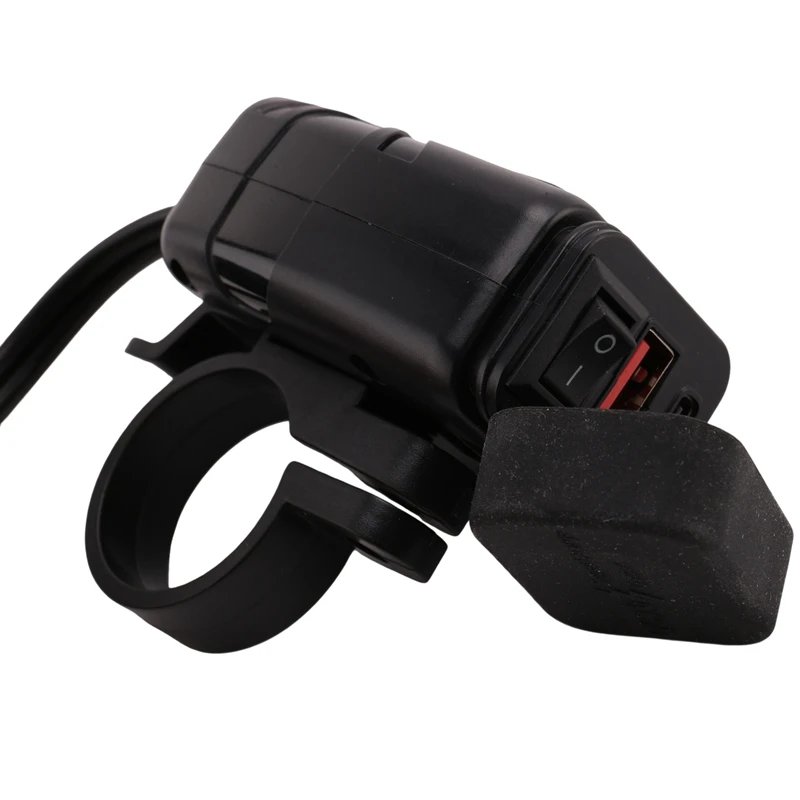 Cargador USB para motocicleta QC3.0 + tipo C, Cargador rápido de celda a prueba de agua, enchufe USB de ciclo automático con voltímetro