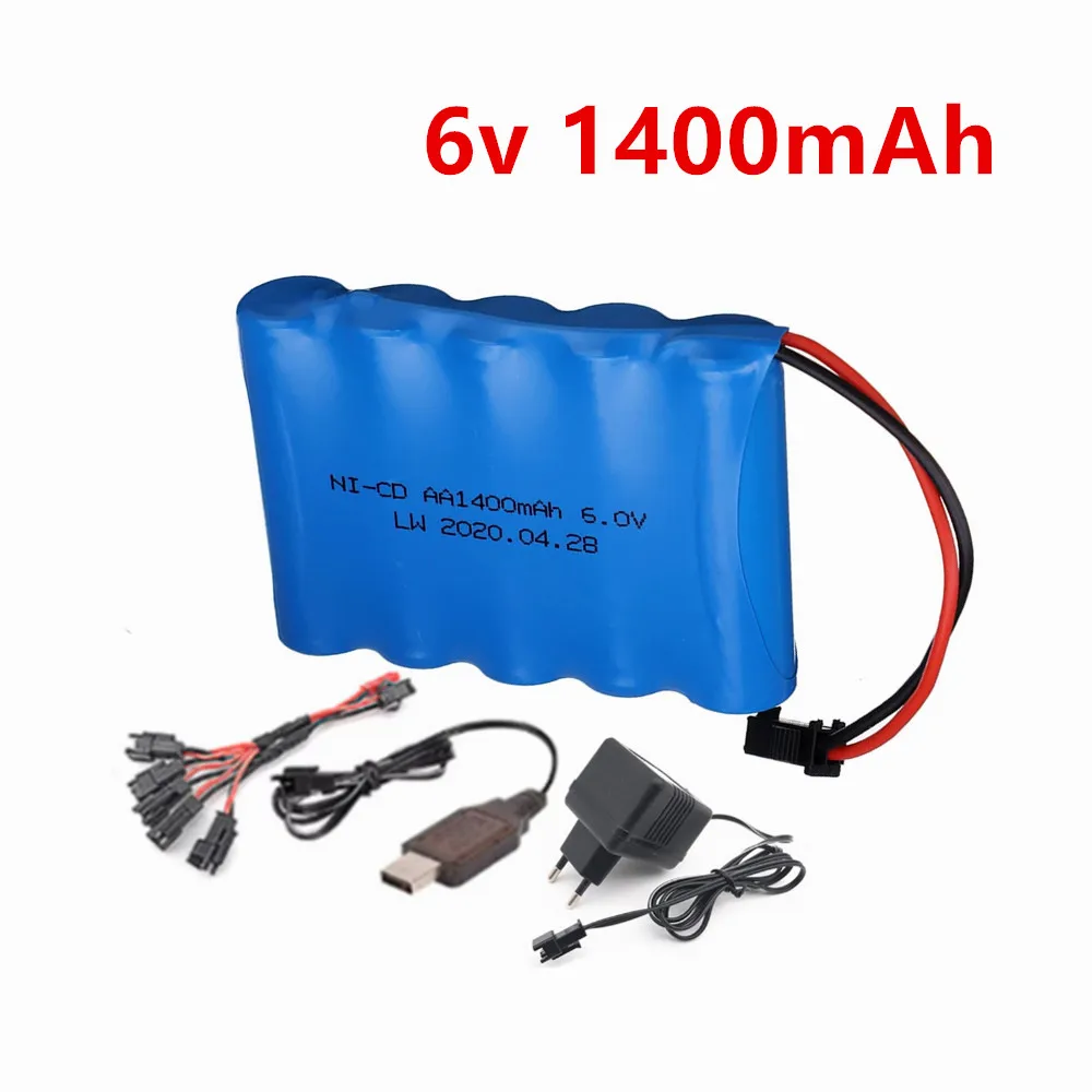 6V 1400mAh AA NI-CD Battery Pack For Electric toys car ship robot Rechargeable AA 6.0v 1400 mah Battery SM Plug