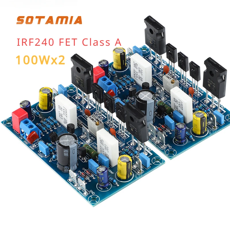 SOTAMIA 200W 2Pcs Power Amplifier Audio Board 100Wx2 IRF240 FET Class A Amplificador Power Amplifier Mini Amp Home Sound Theater