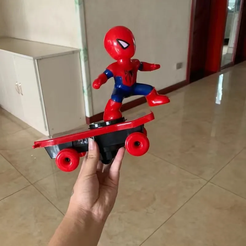 New The Avengers Spiderman Automatic Flip Rotation Skateboard Acousto-optic Car Electric Music Stunt Scooters Toy Christmas Gift