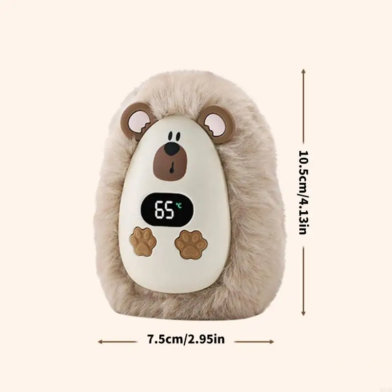 USB Rechargeable Plush Hand Warmer with 3 Levels Temperature Control Quick Warmth Heating Device for Home Office Use B95B