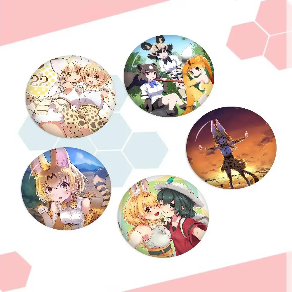 Adventure Anime K-Kemono Friends Badges 25 32 44 58 75 Mm Round Cosplay Pin Decor Fans Collect Friends Gifts Brooch Souvenir