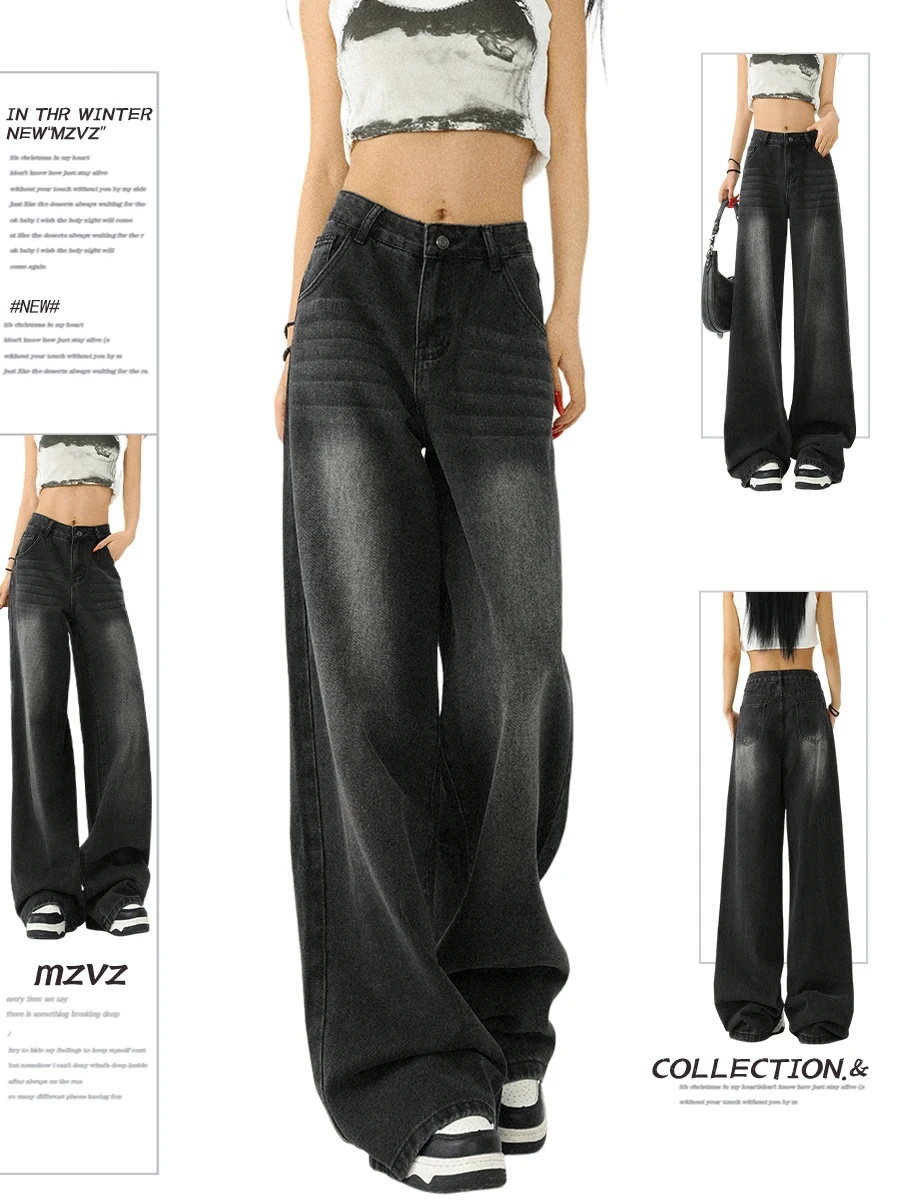 

Зимние женские джинсовые брюки винтажные черные гранж Y2K мешковатые джинсы Harajuku Cowboy Mom Jean японский широкий крой с низкой посадкой Dark Academia