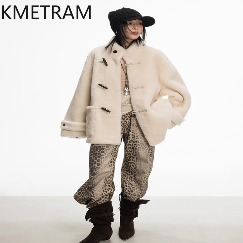 سترة من فرو صوف الغنم من ميرينو الطبيعي 100% من KMETRAM معطف نسائي متوسط الطول من الفرو الحقيقي ملابس شتوية جديدة للنساء 2025 shanба vrouwska