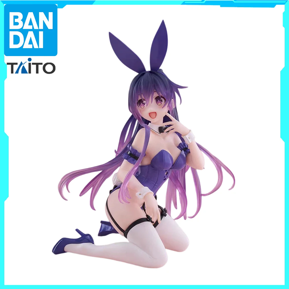 Original TAITO Desktop Cute Date A Live Tohka Yatogami Purple Bunny Girl Kneeling Figure Desk Ornament Collectible Gift