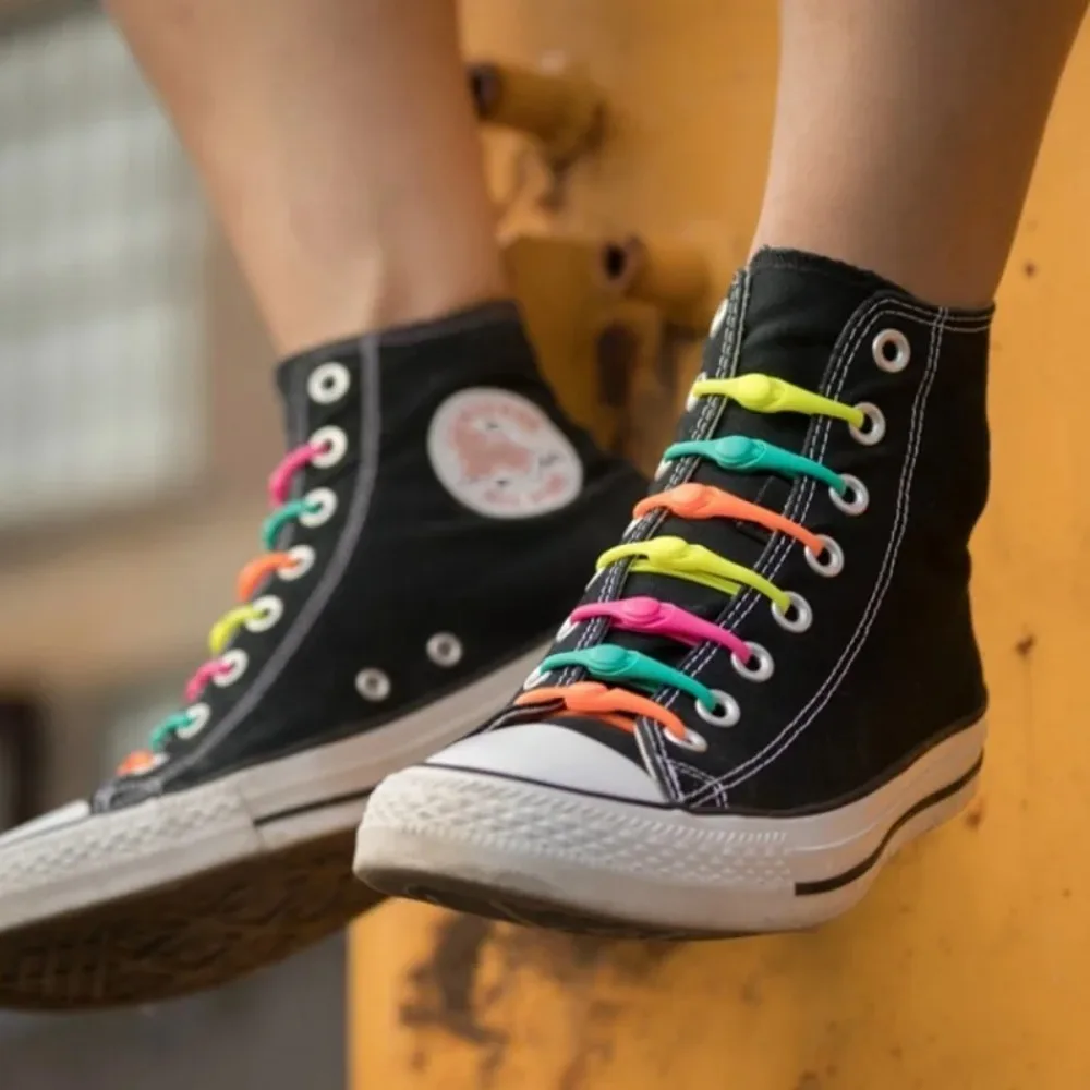 12pcs Stretch Silicone Shoelaces Tie Elastic Lazy Laces for Sneakers Adults Kids Rubber Comfortable Zapatillas Shoe Accessories