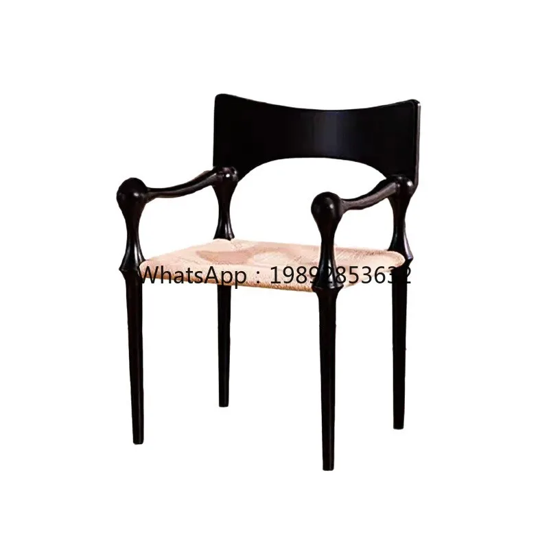 

LYY Solid Wood Rattan Dining Chair Leisure Chair Vintage Style Homestay Home Use Backrest Indoor Hemp Rope RattanNatural