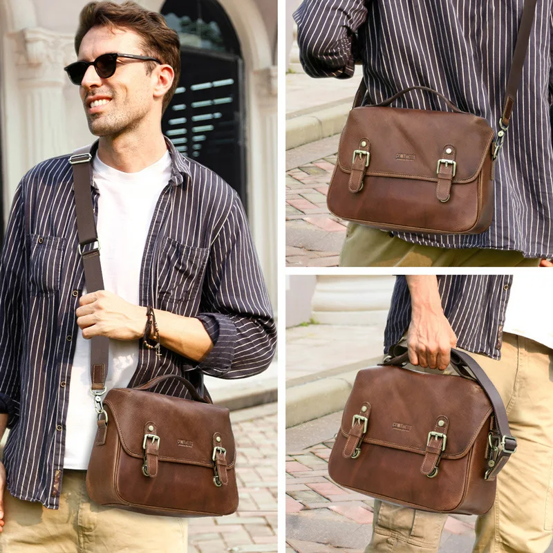 

Cowhide Handbag Suitable For 10.5-inch Computer Leather Dual Messenger Bag Leather Men's Briefcase сумка мужская портфель сумки