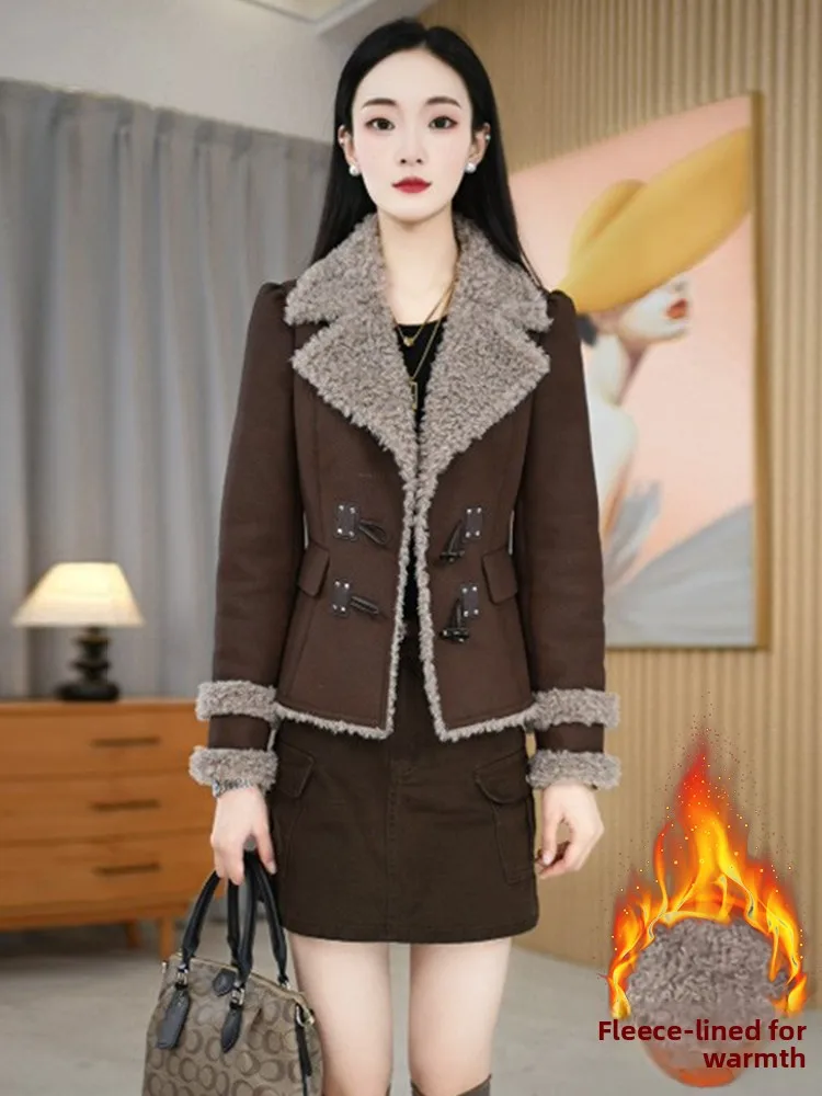 เสื้อโค้ทผ้าฝ้ายบุขนเป็ดสำหรับผู้หญิง รุ่น Jaet Thiened แขนยาว ทรงหลวม ดีไซน์ต่อผ้า ให้ความอบอุ่น เหมาะสำหรับใส่เดินทางในช่วงต้นฤดูหนาว