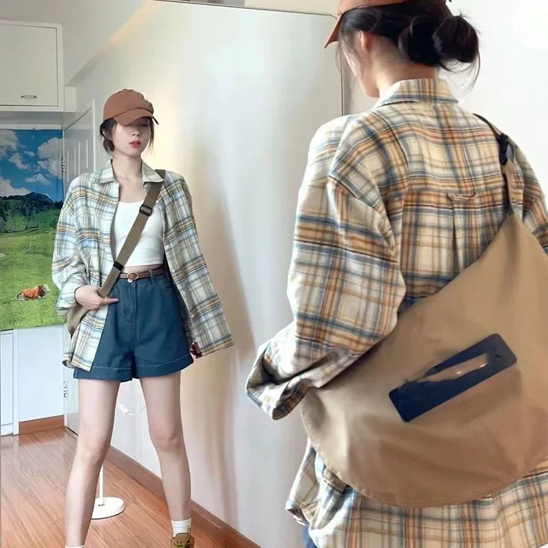 لوسيفر 2025 قمصان جديدة للنساء خمر كم طويل زر متابعة منقوشة قميص امرأة الموضة العصرية شارع العليا بلوزة فضفاضة معاطف