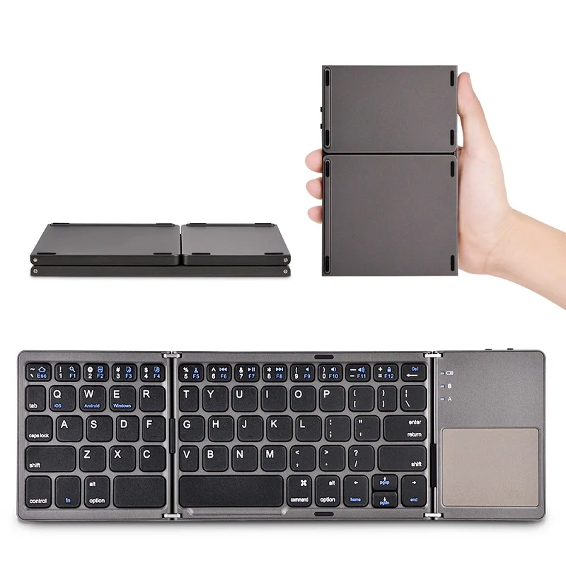 Folding Keyboard With Touchpad Bluetooth Wireless Keyboard For IOS/Android/Windows Ipad IPhone Tablet With Multi-Function Button