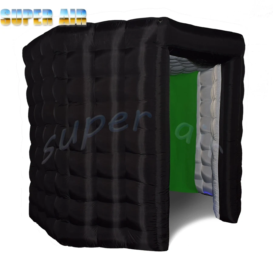 Nice quality black inflatable background 360 photo booth enclosure with two doors for trade show