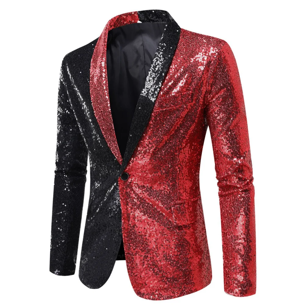 

Anime Men's Sequin Suit Jacket Tuxedo Blazer for Party Wedding Banquet Prom Halloween Carnival Xmas Party Performance Male Coat