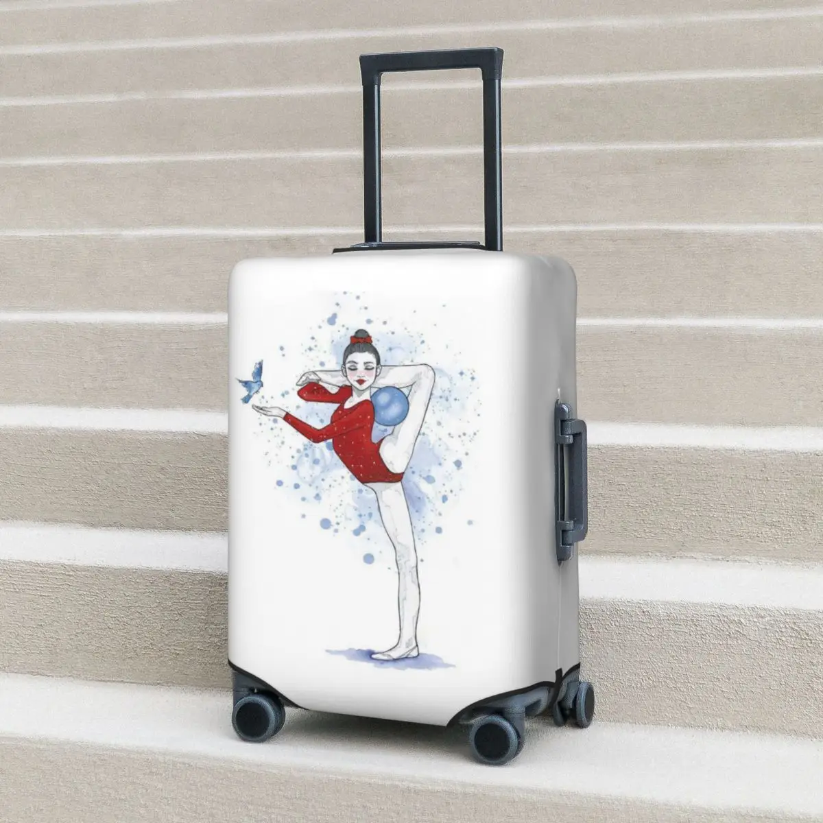 

Graceful Gymnastics Print Suitcase Cover Ballet Vacation Cruise Trip Fun Luggage Case Protector