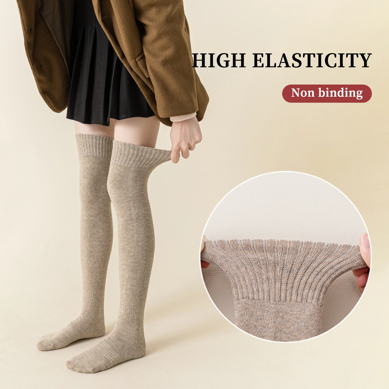 Autumn and winter Japanese lengthened Fried Dough Twists stockings 100% cotton student thigh socks cotton socks knee socks