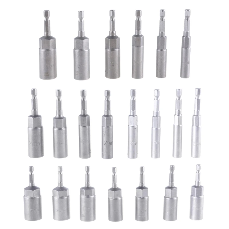 

5.5-19mm Sockets Adapter Drill Bit Nut Driver Set 1/4inch Nut Setters Driver Extension Tool for Power Tool