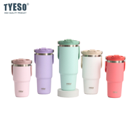 Tyeso 600ML Handle Thermoses Vacuum Cup Dual-Drink Coffee Mug Stainless Steel Ice Cup Car Bottle Hot Cold Retention Drinkware