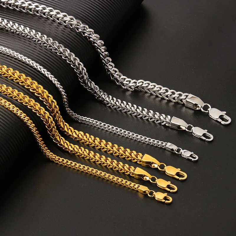 

Charm Rope Chain Stainless Steel Necklaces 3/6MM Hip Hop Jewelry Silver Color Necklace Keel Chain Gifts