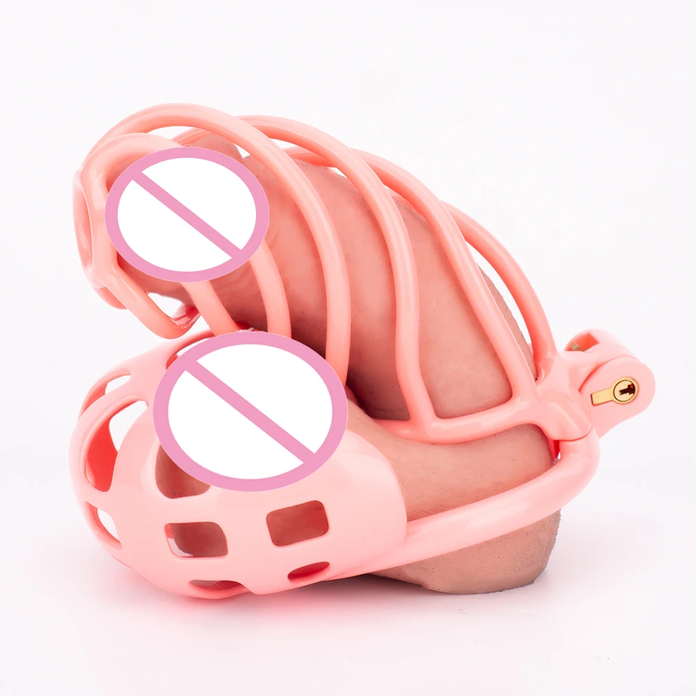 New Pink Ball Chastity Cage Set Male 3D Printing Lightweight Shell Cock Cage Penis Ring Lock Chastity Belt BDSM Sex Toys For Men