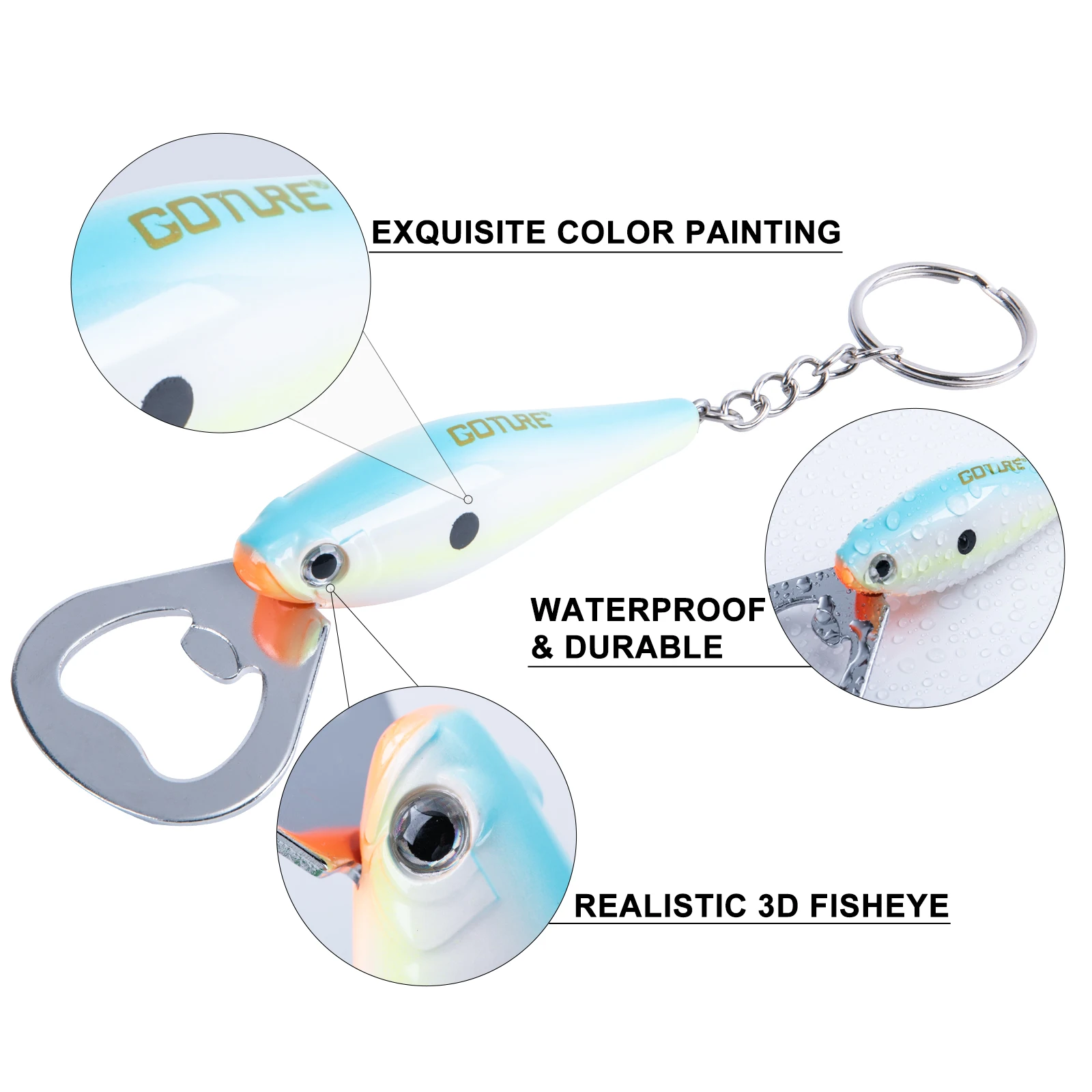 Goture 1pcs Fishing Lure Bottle Opener Stainless Steel Fish Pattern Fishing Accessory  for Beer Dining Bar Gadgets Kitchen Tool