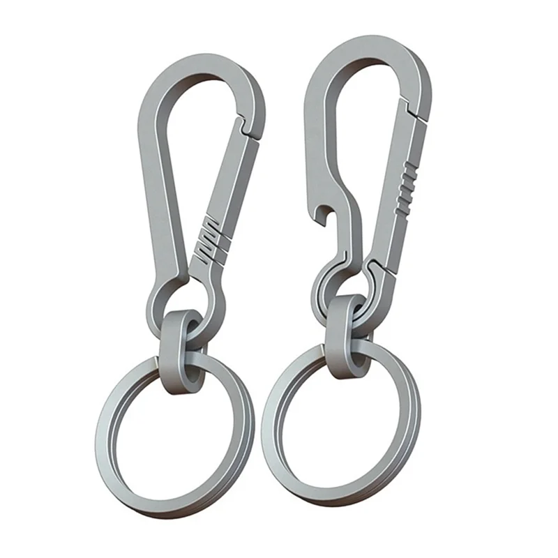 2Pcs 8cm Titanium Alloy Carabiner Multifunctional Key Chain Simple Pendant Portable Tools