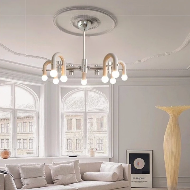 

Avocado restaurant lamp French cream style living room pendant lamp Middle Bauhaus bedroom study dining table long strip lamp