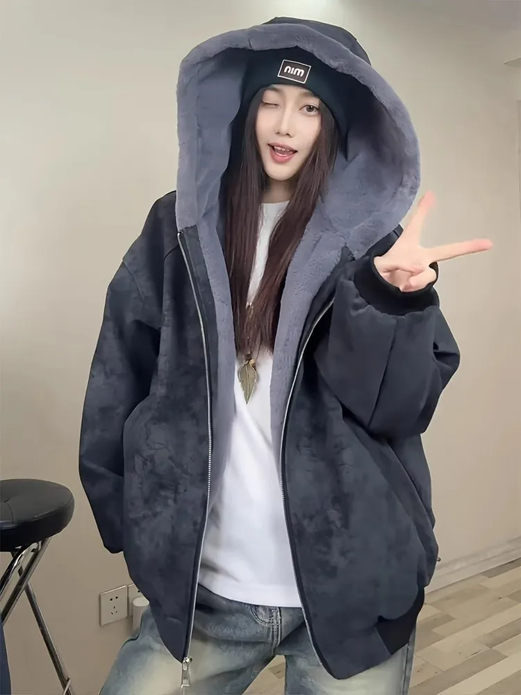 

Мужская зимняя куртка из американской окрашенной искусственной кожи с утолщенным хлопковым флисом и подкладкой из овечьей шерсти, устойчивая к холоду, для северо-восточных регионов