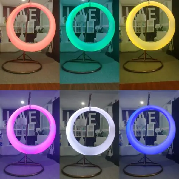 Amusement Park Garden Chairs Glowing Round Lighting Led Patio Swings For Sale