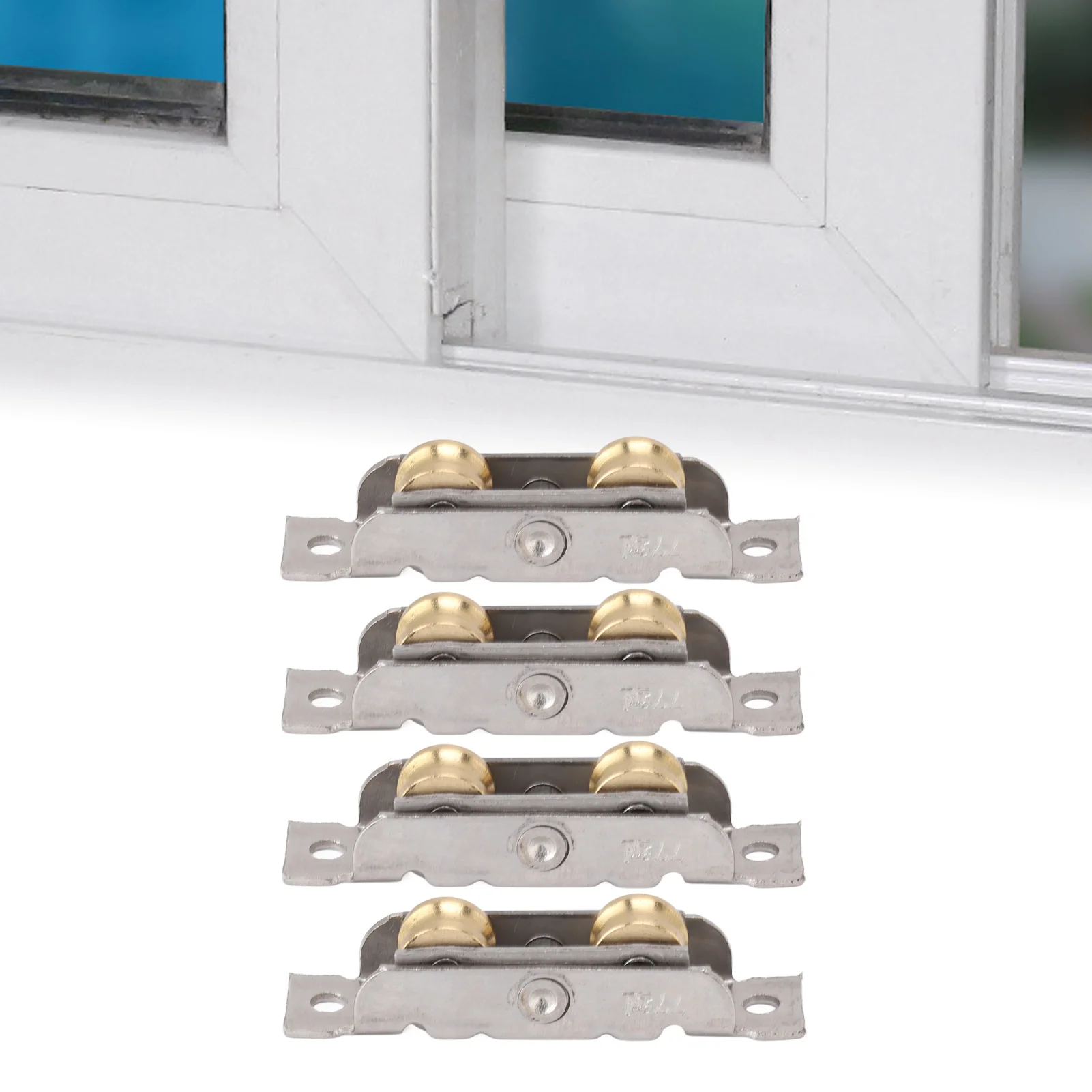 

4Pc Sliding Patio Door Roller Assembly Stainless Steel Copper Ball Bearing Roller Assembly For Glass Door Flat and Concave Wheel