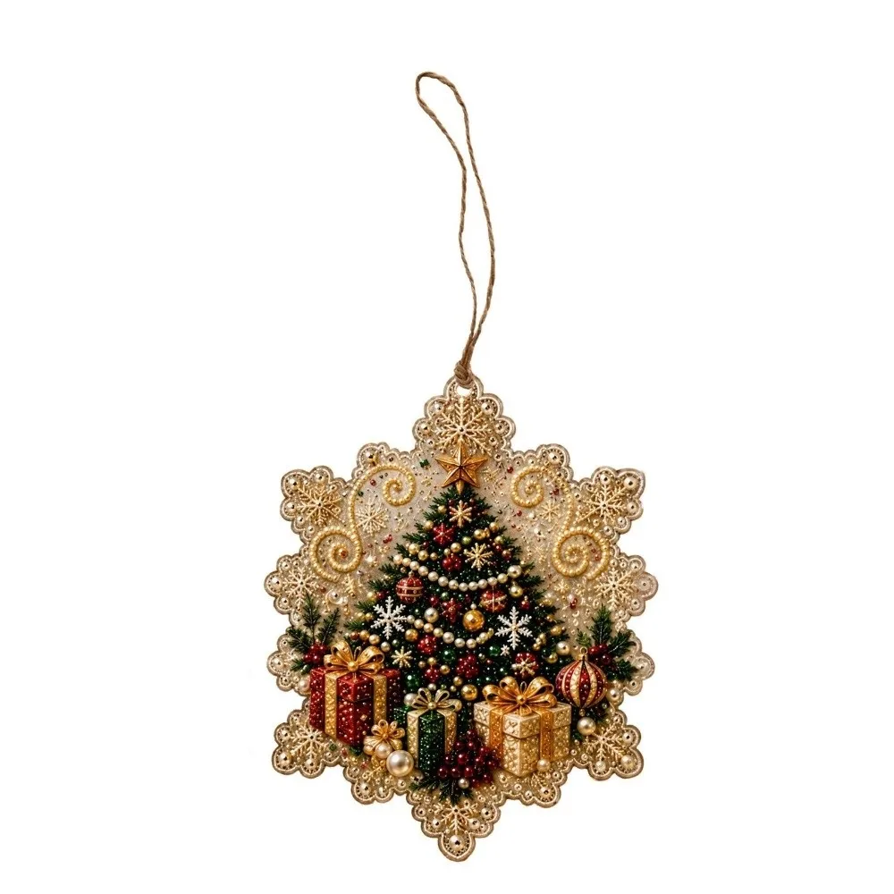 2D Flat Diamond Painting Kit Multi-Style Vintage Style DIY Christmas Ornament Entry-level Hand-made Craft Christmas Tree Pendant