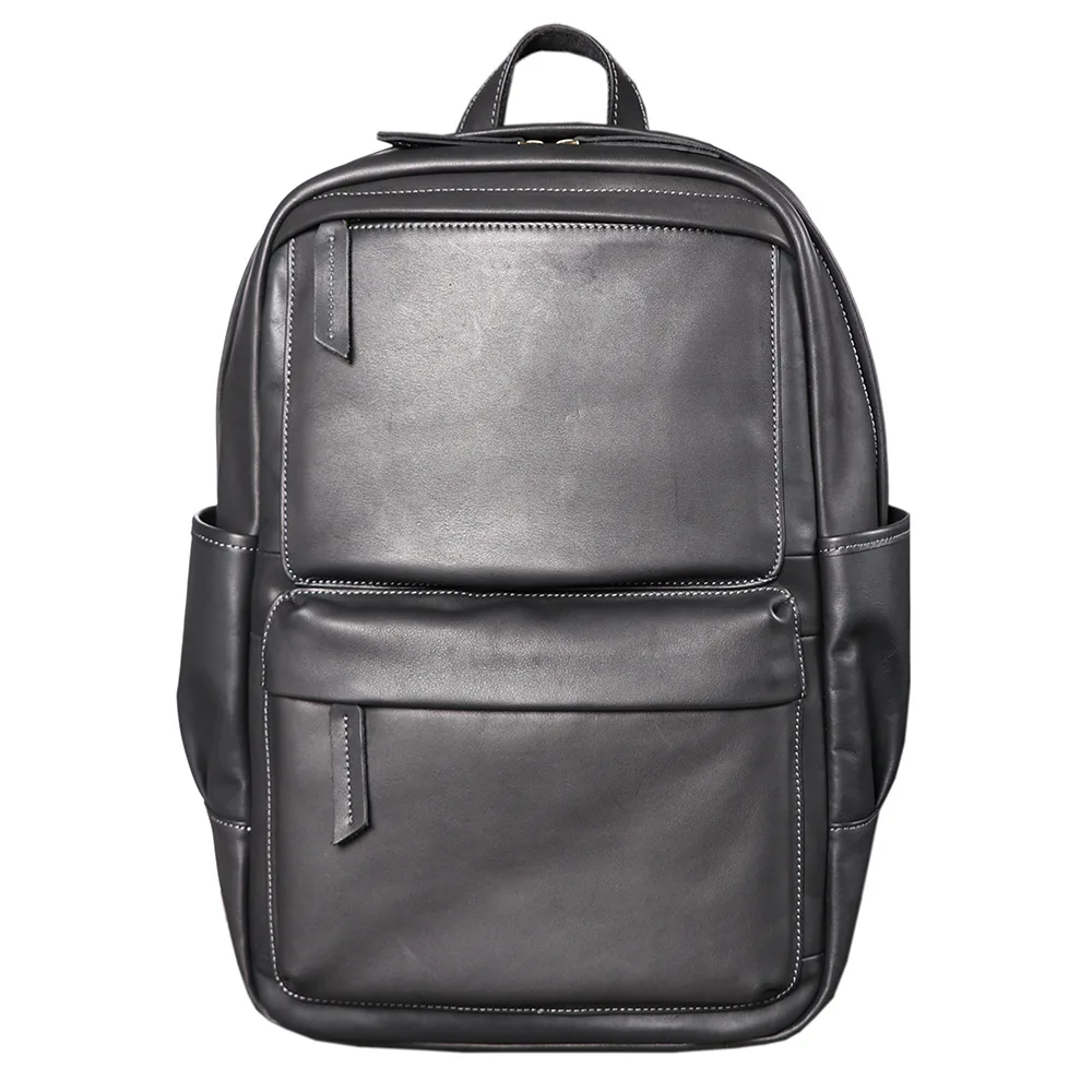Genuine Leather Men Business Backpack Large Capacity Travel Laptop Bag Casual Top Layer Cowhide School Backpack