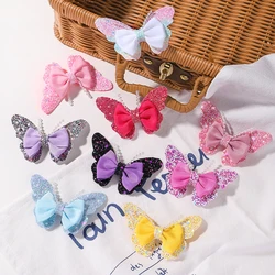 2pcs/lot Exquisite Bow Hairclips with Sequin Hair Bangs Hair Pins Girls Kniting Hairgripes Cute Barrettes Kids Hair Accessories