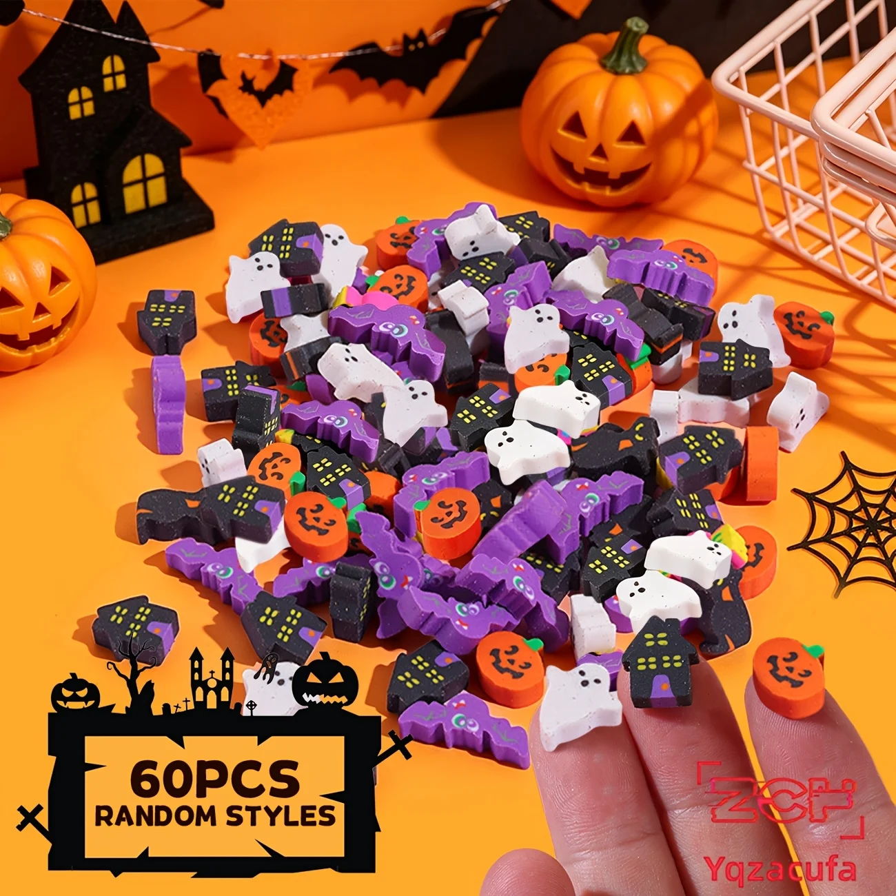 60 Stück zufällige Mini-Radiergummis mit Halloween-Motiven, verschiedene Designs, Halloween-Geschenk, Belohnungen für den Schulunterricht, Geschenk zum Schulanfang – Detail 6