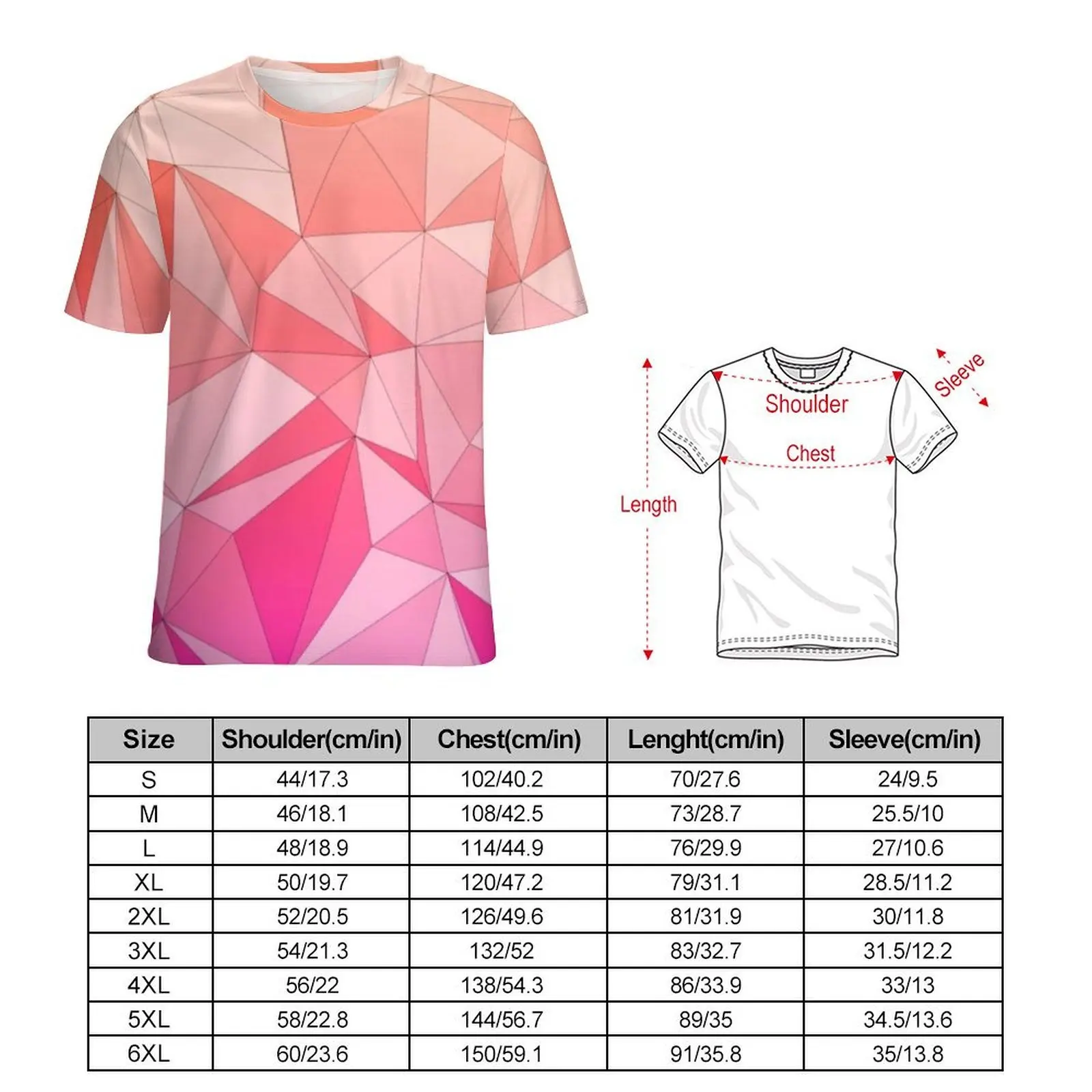 Two Tone Pink T-Shirt Mosaic Design Fashion T Shirts Mens Classic Tee Shirt Summer Short-Sleeved Pattern Tops Plus Size 6XL