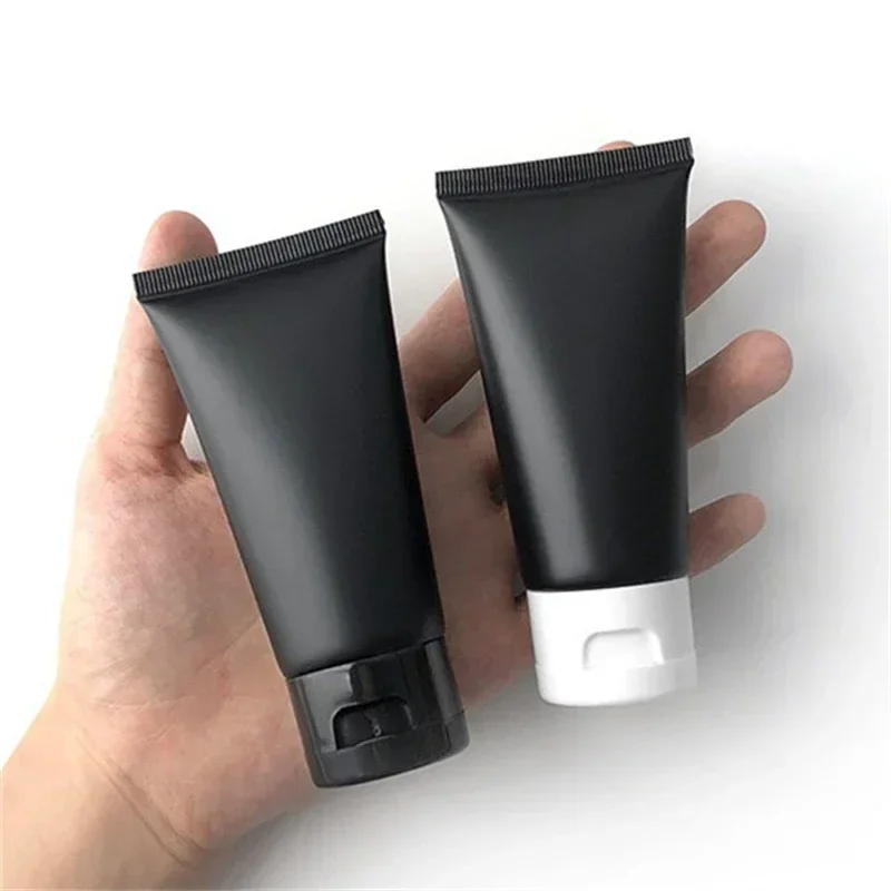 5Pcs 50ml Matte Black Plastic Squeeze Tubes Makeup Cream Lotion Travel Packaging Bottles Empty Cosmetics Container Wholesale